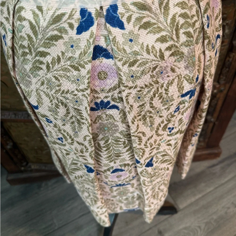 Tory Burch Cream Midi Dress with Blue and Pink Floral Embroidery 4 - Picture 4 of 11